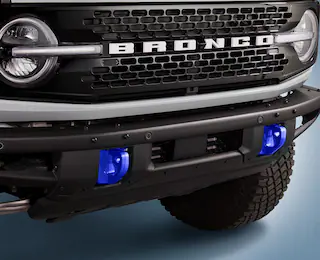 Closeup of a 2025 Ford Bronco® showing the tow hooks