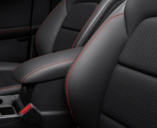 Close-up of the front seats