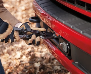 Closeup of a Ford Super Duty® showing winch connecting to winch hook