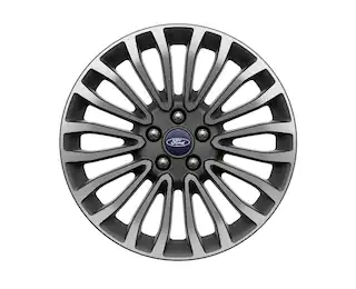 Closeup of a Ford branded wheel