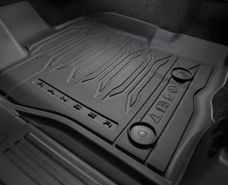 Closeup of a 2025 Ford Ranger® floor mat
